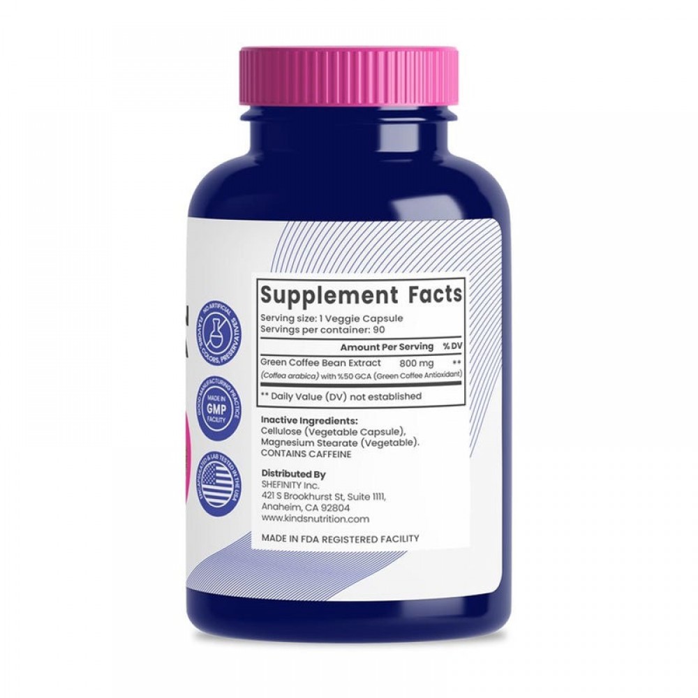 كبسولات بن القهوة الخضراء مع 50% مضادات أكسدة